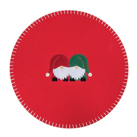 Naughty / Nice Gnome Felt Round Placemats Set of 6