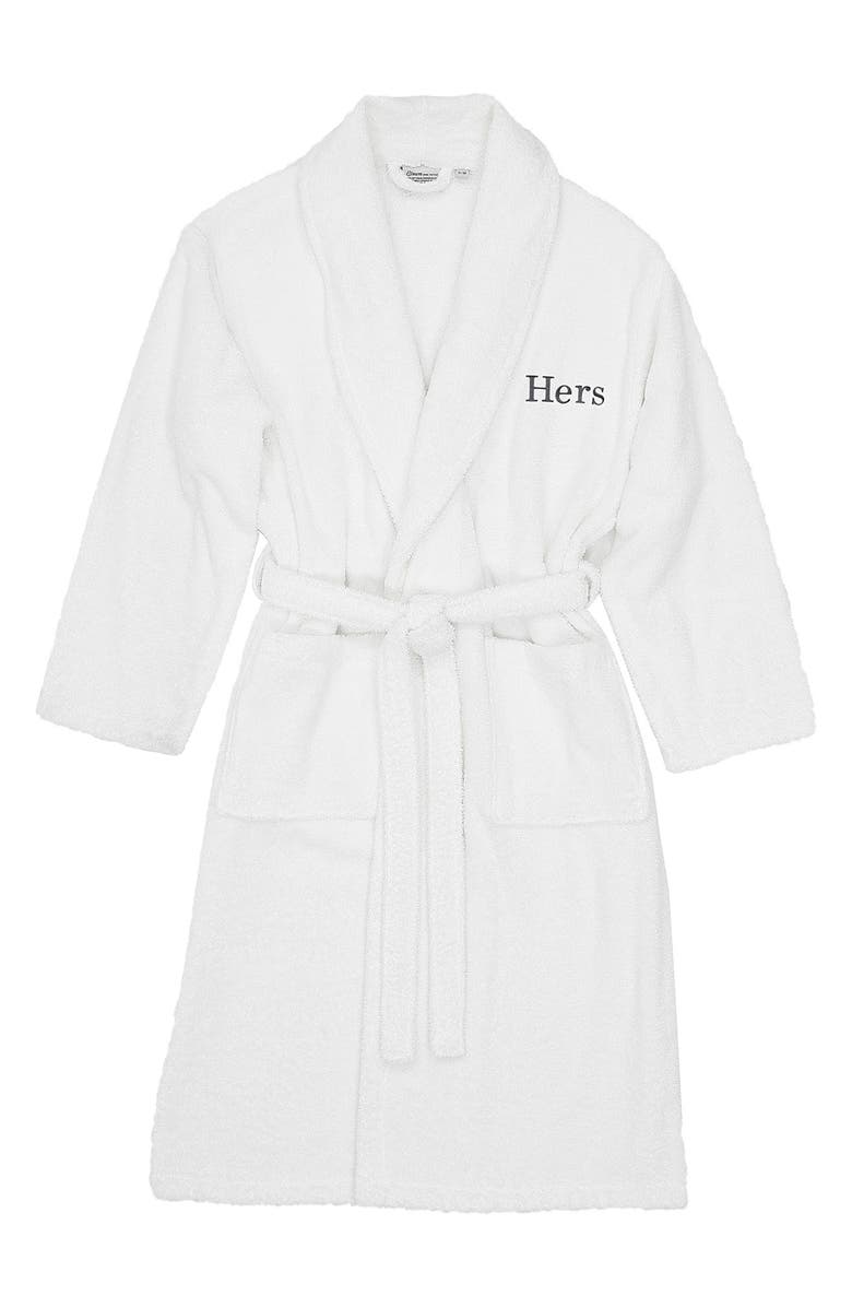 Linum Home Textiles Embroidered 'Hers' Terry Bathrobe, Alternate, color, White