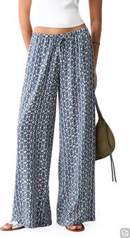 MANGO TEEN Geo Print Wide Leg Pants