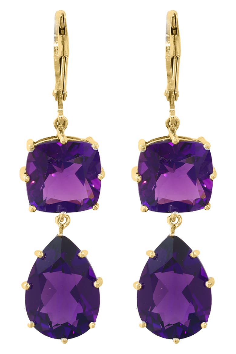 Amethyst Double Drop Earrings, Main, color, PURPLE