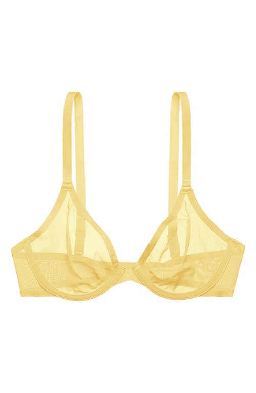 Cuup The Plunge Underwire Sheer Mesh Bra In Honey