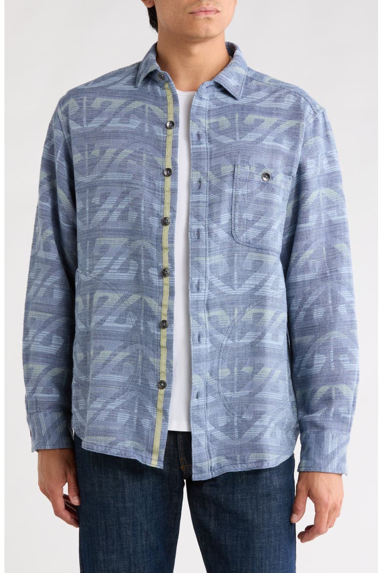 Ombrè Cotton Long Sleeve Button-Up Shirt, Main, color, DK AZZURRO