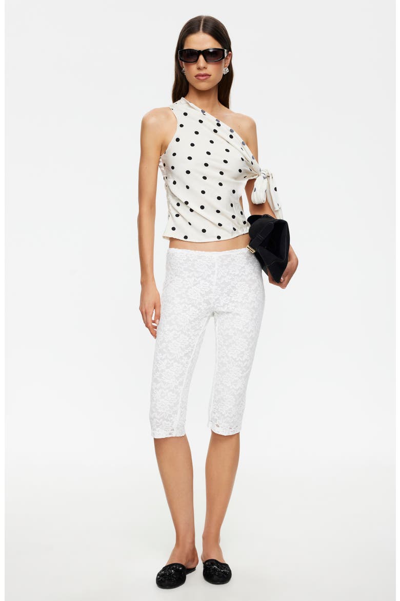 Revival Polka Dot Cutout Tie Off the Shoulder Top, Alternate, color, CREAM POLKA