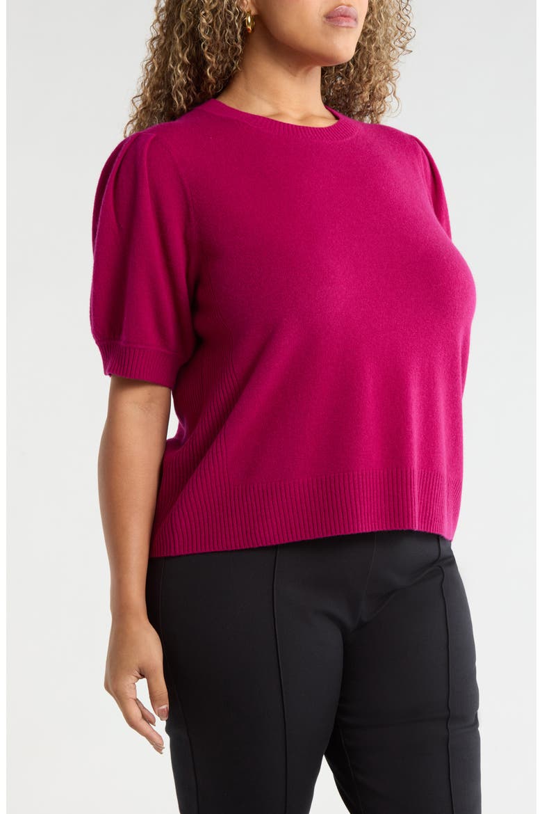 Puff Sleeve Wool & Cashmere Sweater, Alternate, color, PINK PLUMIER