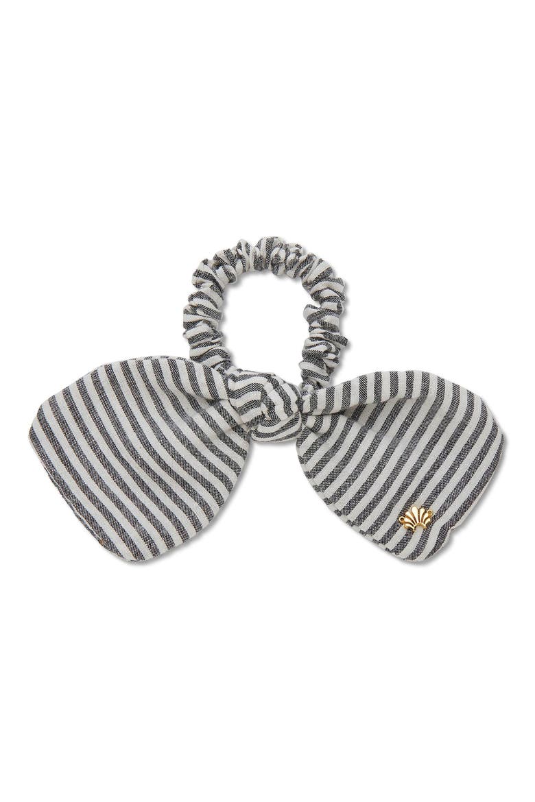 Penny Seersucker Bow Scrunchie, Main, color, JET