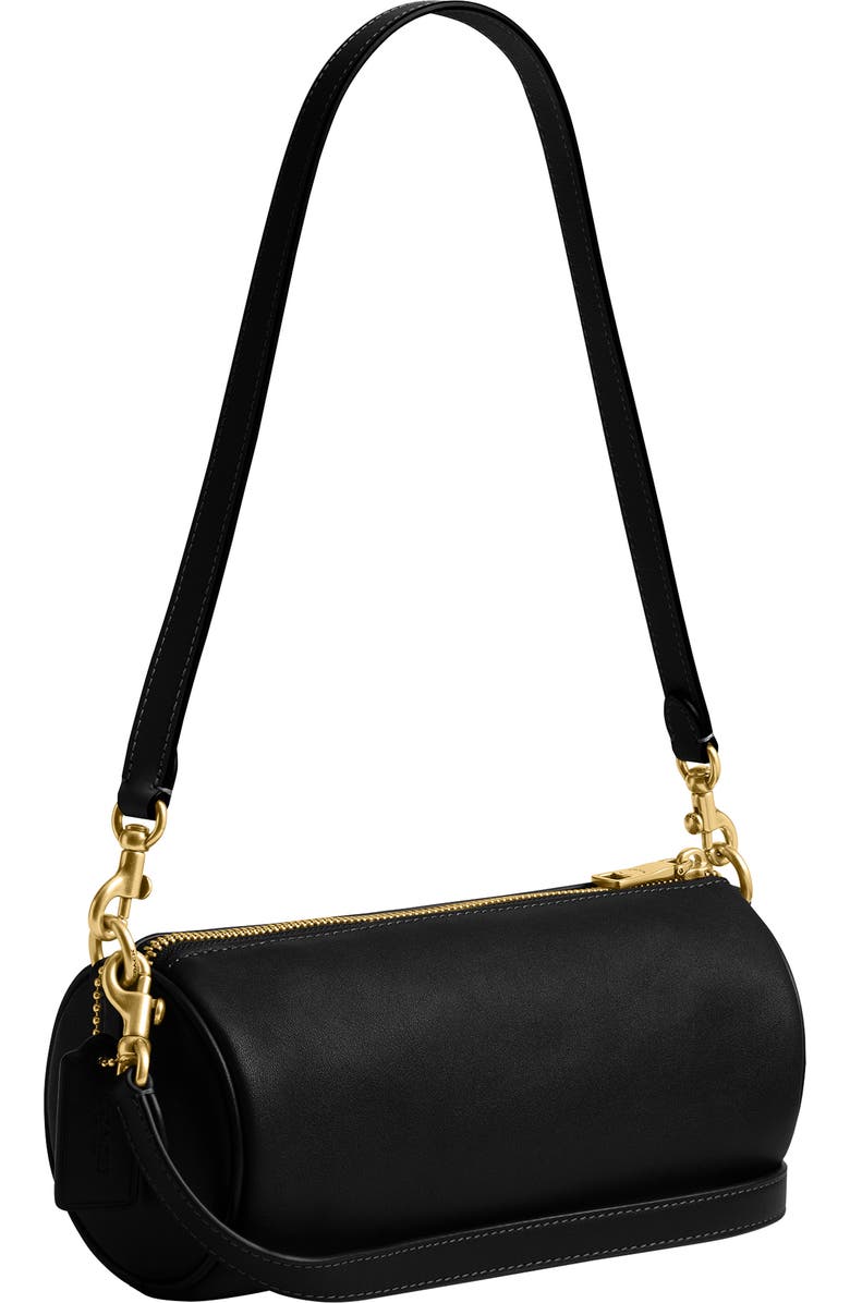 COACH Leather Barrel Bag, Alternate, color, Black