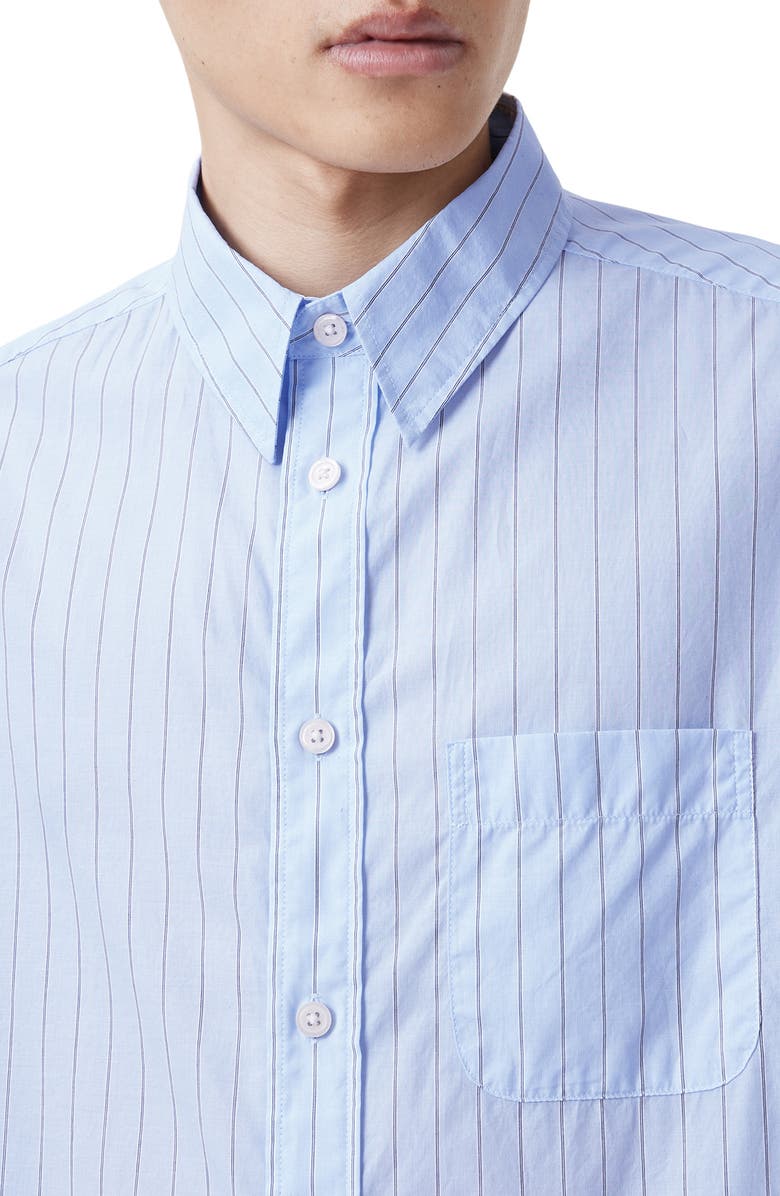 AllSaints Marcel Stripe Long Sleeve Button-Up Shirt, Main, color, Willow Blue