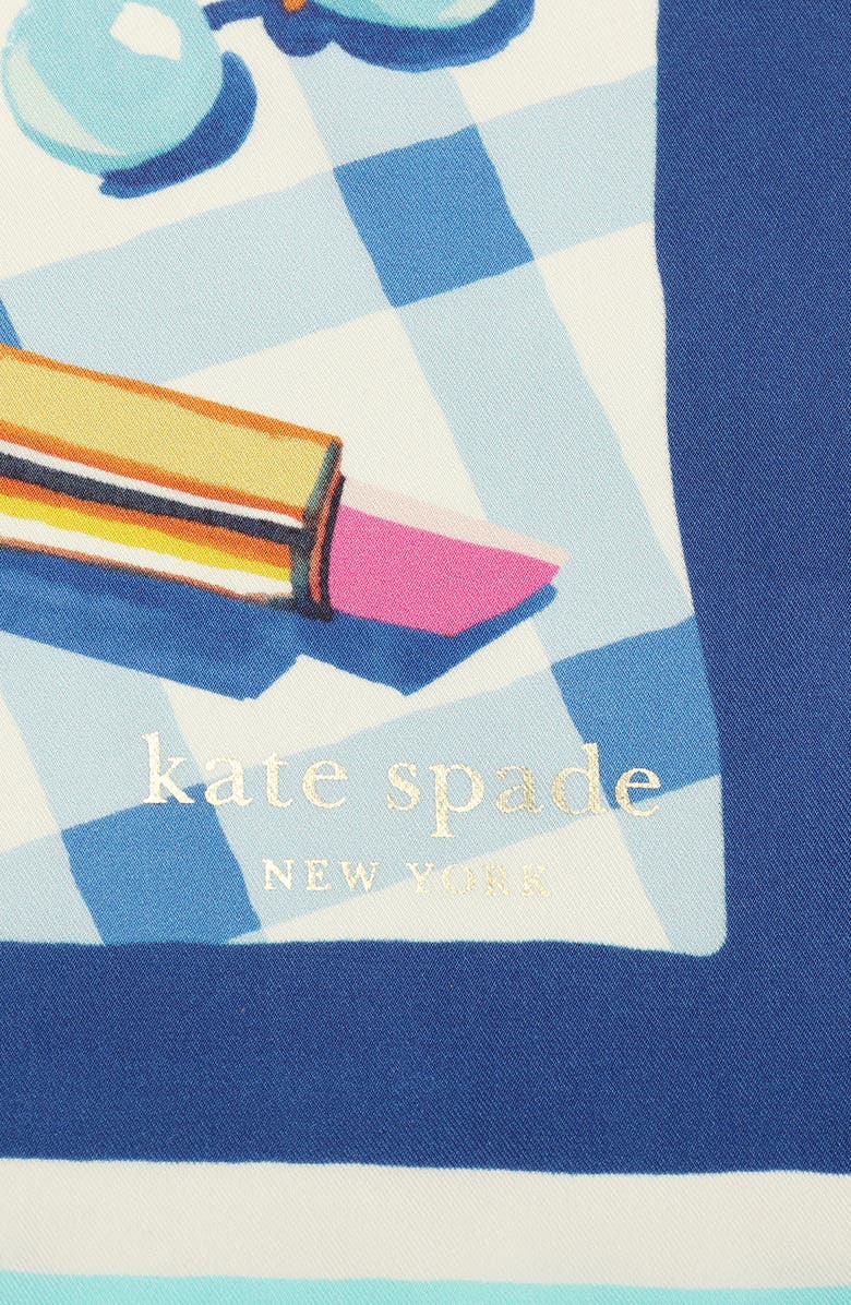 Kate Spade New York lobster lunch silk square scarf, Alternate, color, Blue Multi