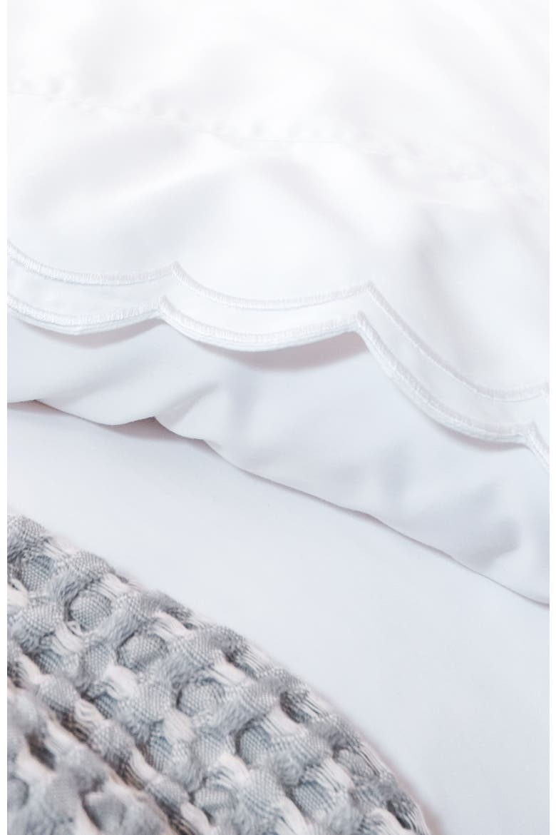 Scallop Edge Luxury Cotton Sateen Sheet Set Bundles, Alternate, color, Silver