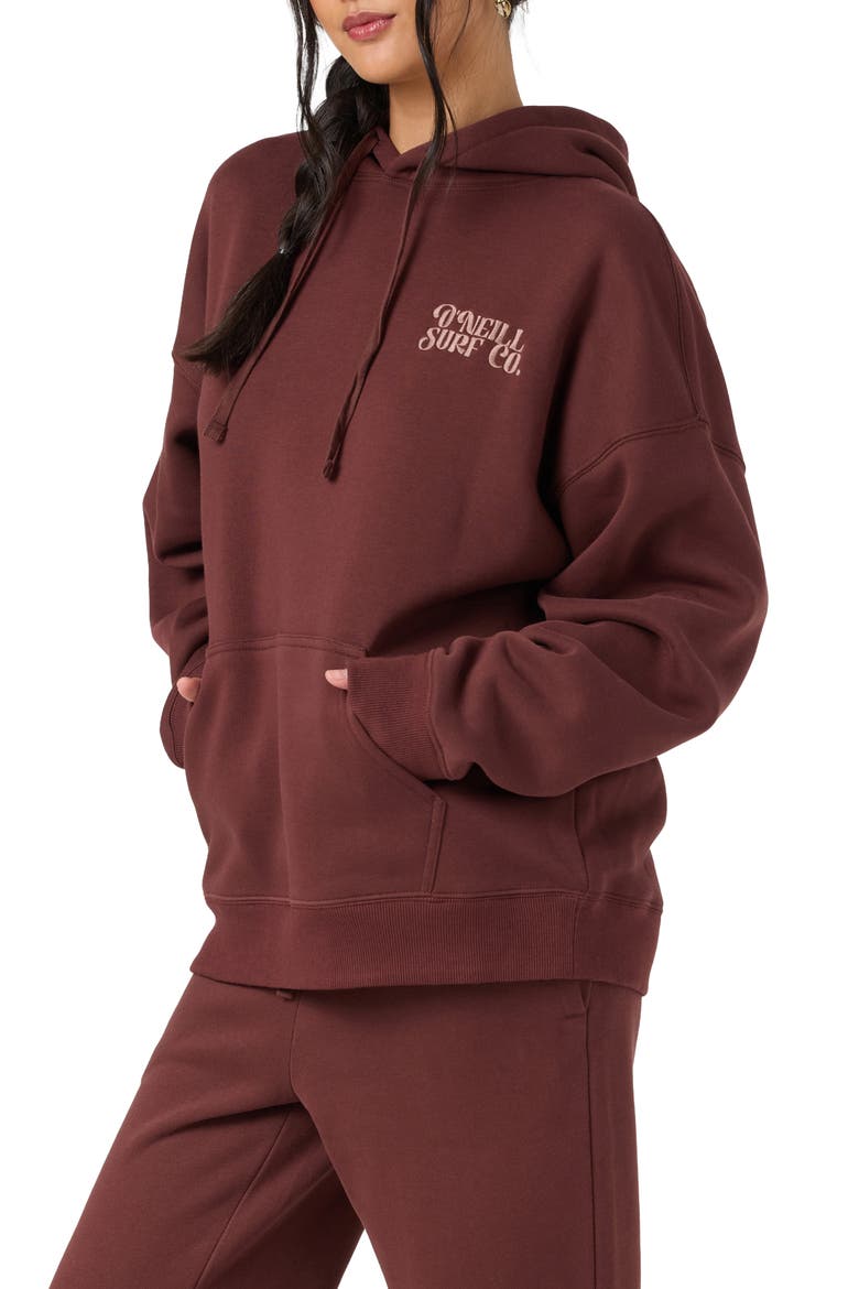 Flora Bouquet Oversized Graphic Hoodie, Alternate, color, CHOCOLATE