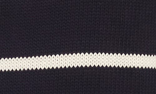 Shop Karen Kane Stripe Crewneck Sweater In Navy