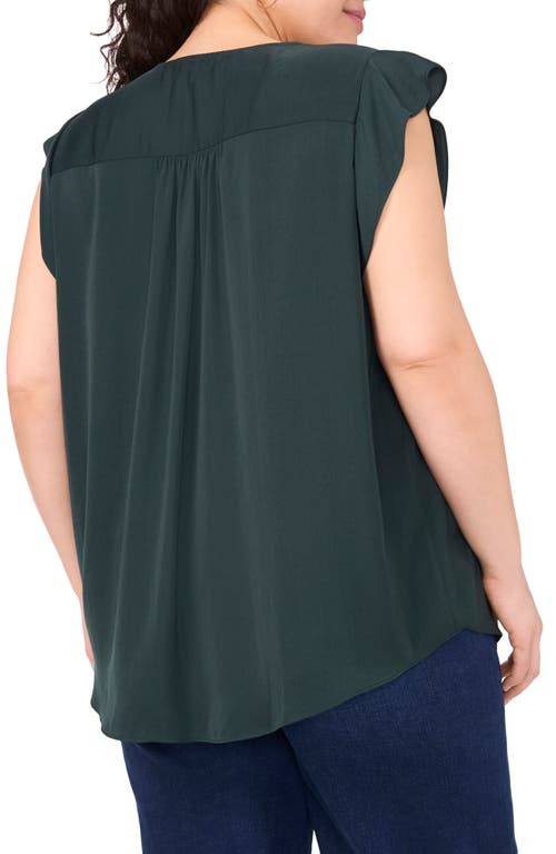 Vince Camuto Ruffle Shoulder Sleeveless Blouse In Green
