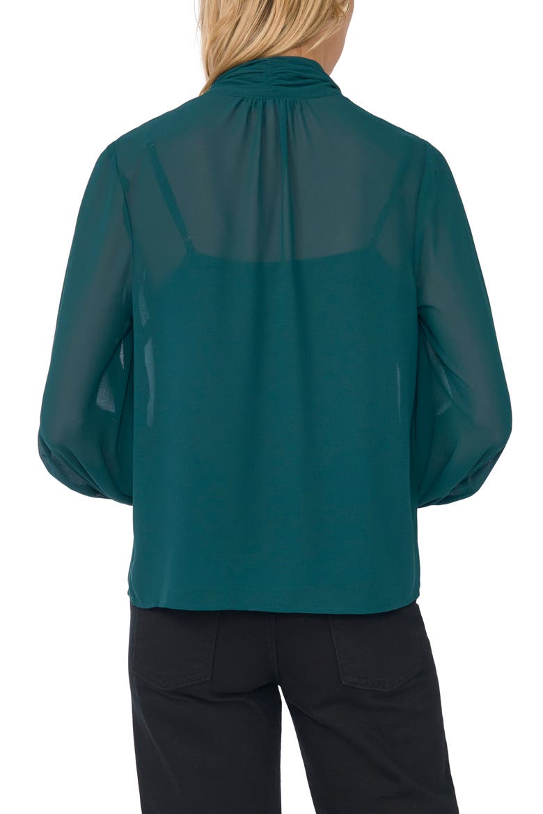 Soutache Embroidered Tie Neck Top, Alternate, color, DEEP EMERALD