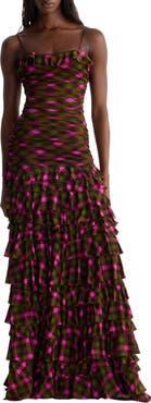 Diane von Furstenberg Primrose Ruched Tiered Gown