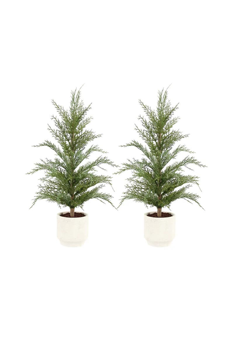 2' Faux Cedar Tree, Set of 2, Main, color, Crème