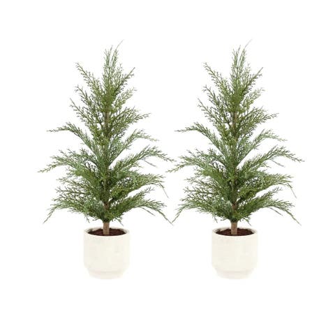 2' Faux Cedar Tree, Set of 2