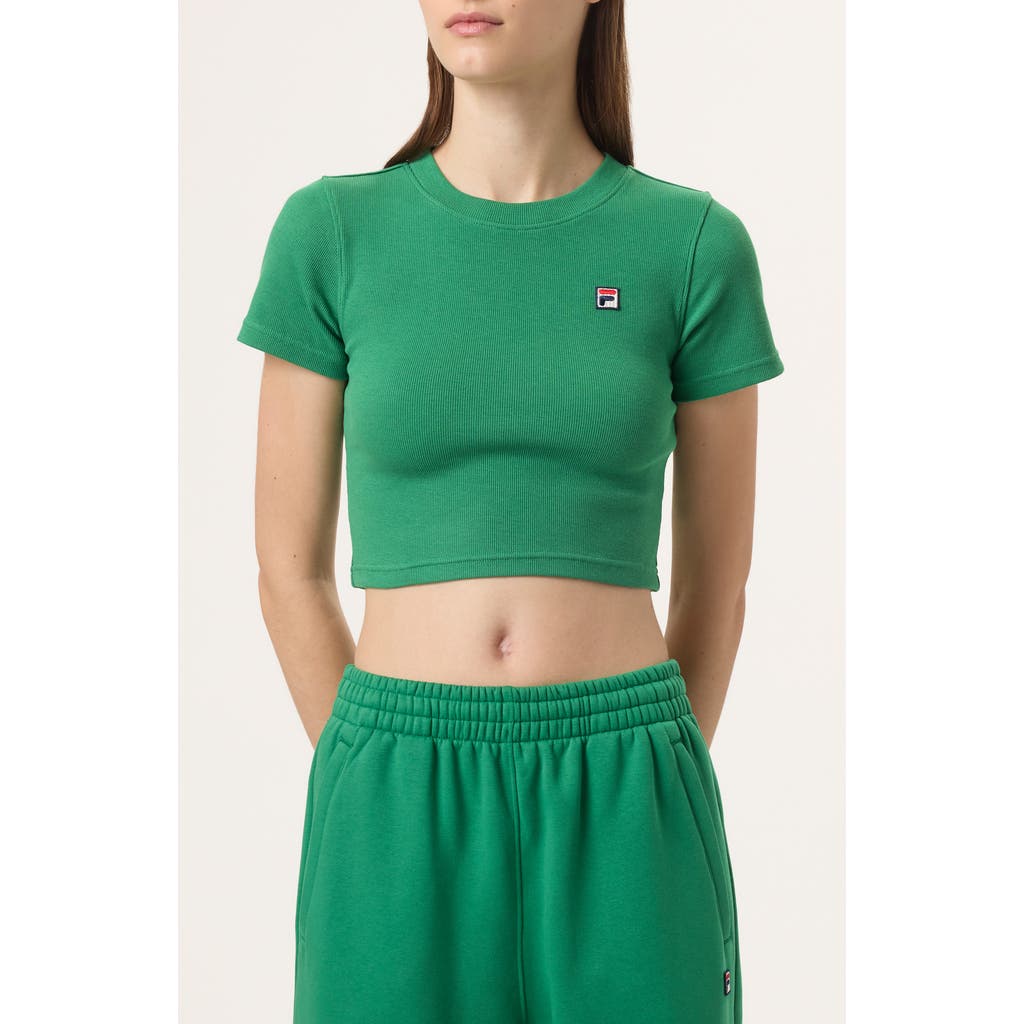 Fila X Hailey Stretch Cotton Rib Baby Tee In Green