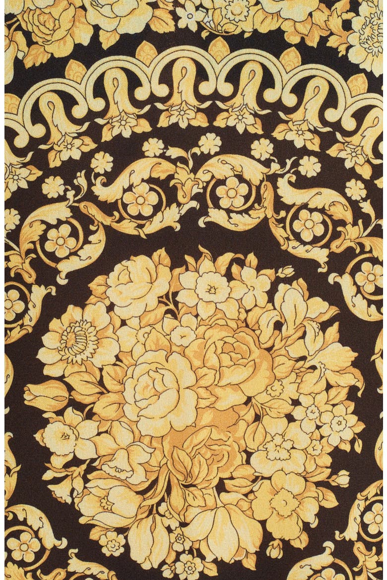 Barocco '91 Print Cold Shoulder Caftan Minidress, Alternate, color, BLACK/ GOLD