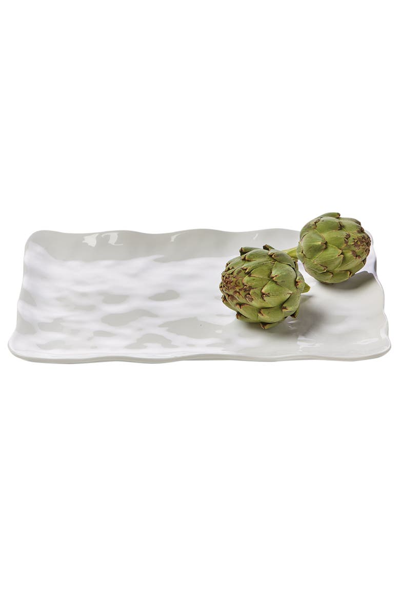 Formoso White Stoneware Rectangular Serving Tray Dishwasher Safe, Main, color, White
