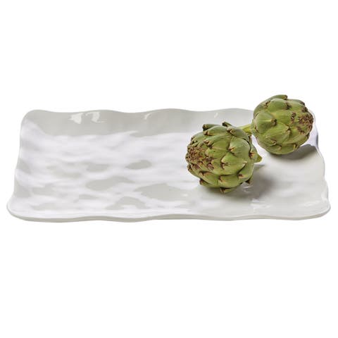 Formoso White Stoneware Rectangular Serving Tray Dishwasher Safe