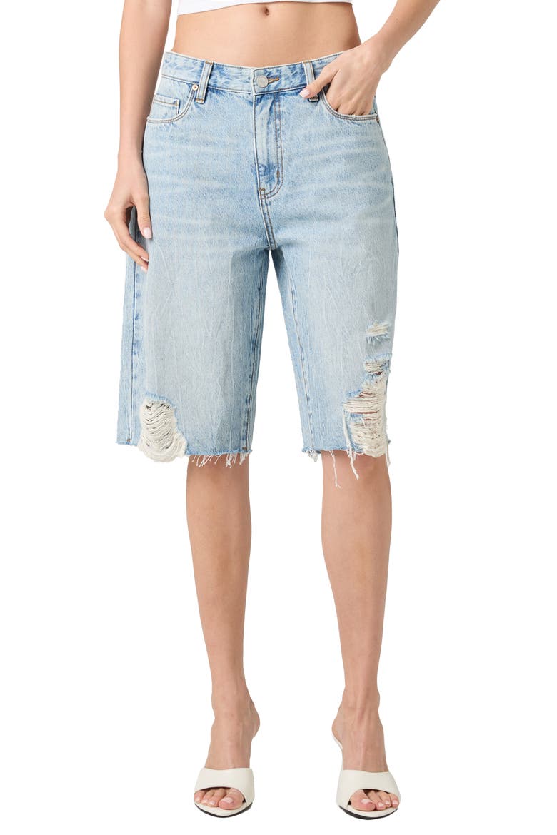 The Leonard Distressed Cutoff Denim Bermuda Shorts, Main, color, COLOR CODED