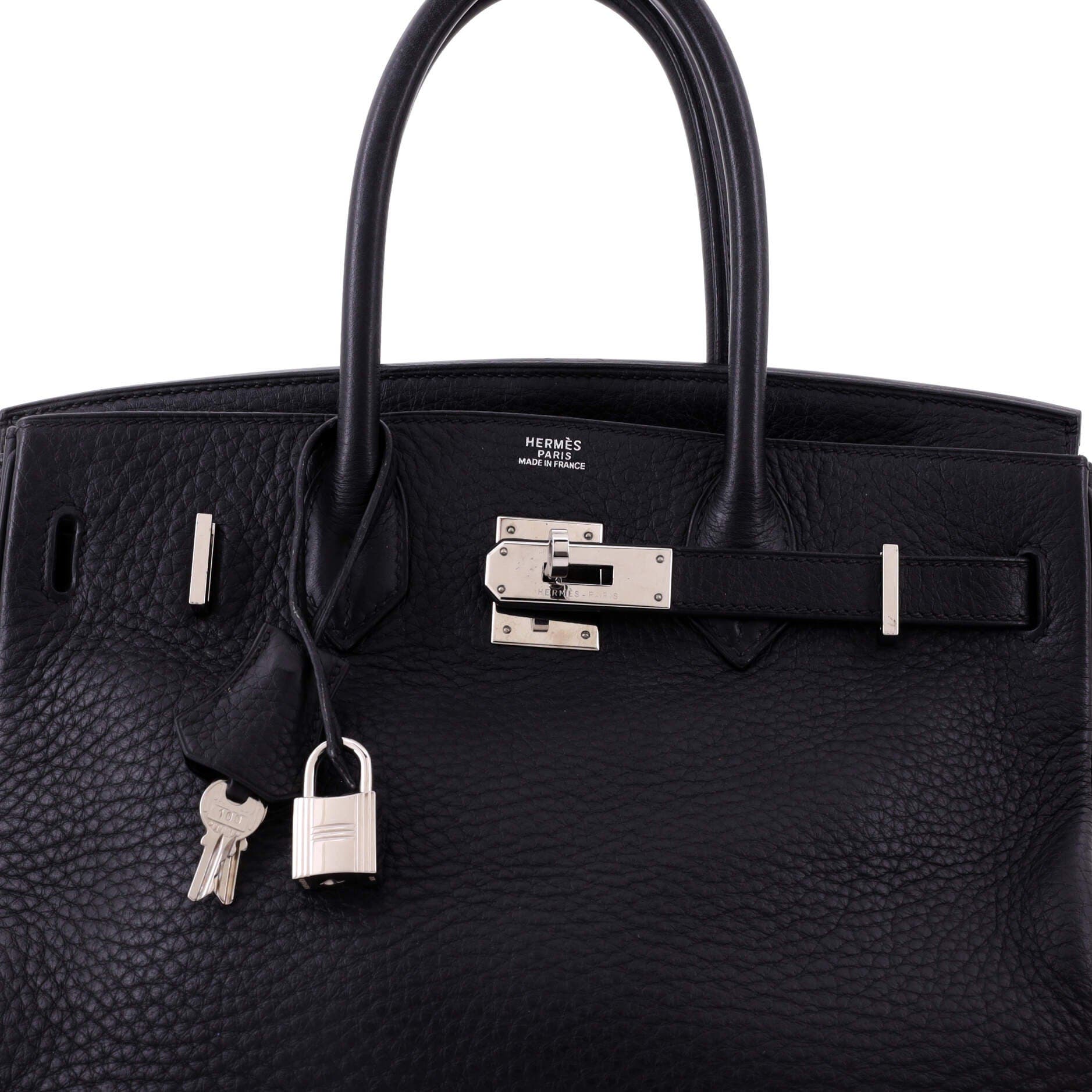Pre-Owned Hermes Birkin Handbag Black Clemence with Palladium Hardware 30, Alternate, color, Noir