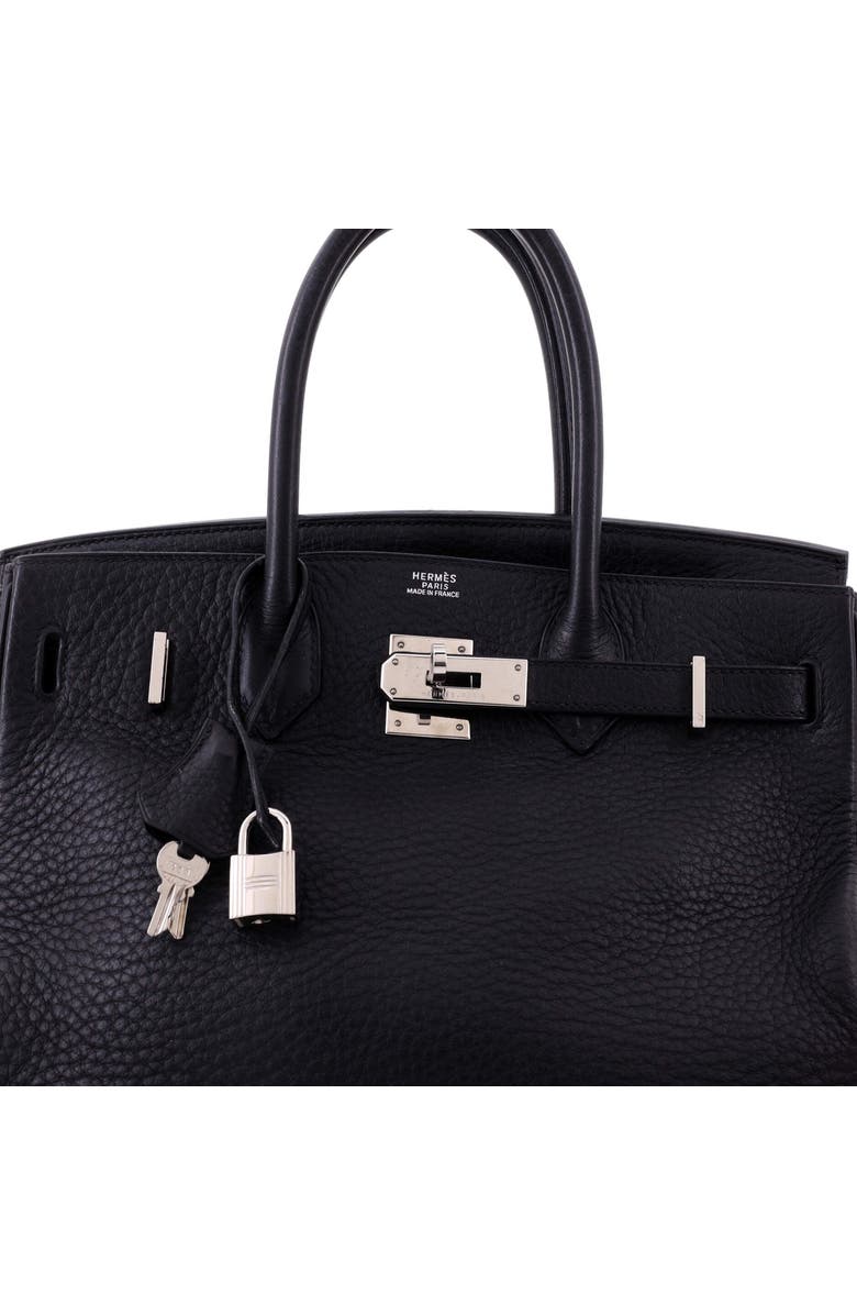Pre-Owned Hermes Birkin Handbag Black Clemence with Palladium Hardware 30, Alternate, color, Noir