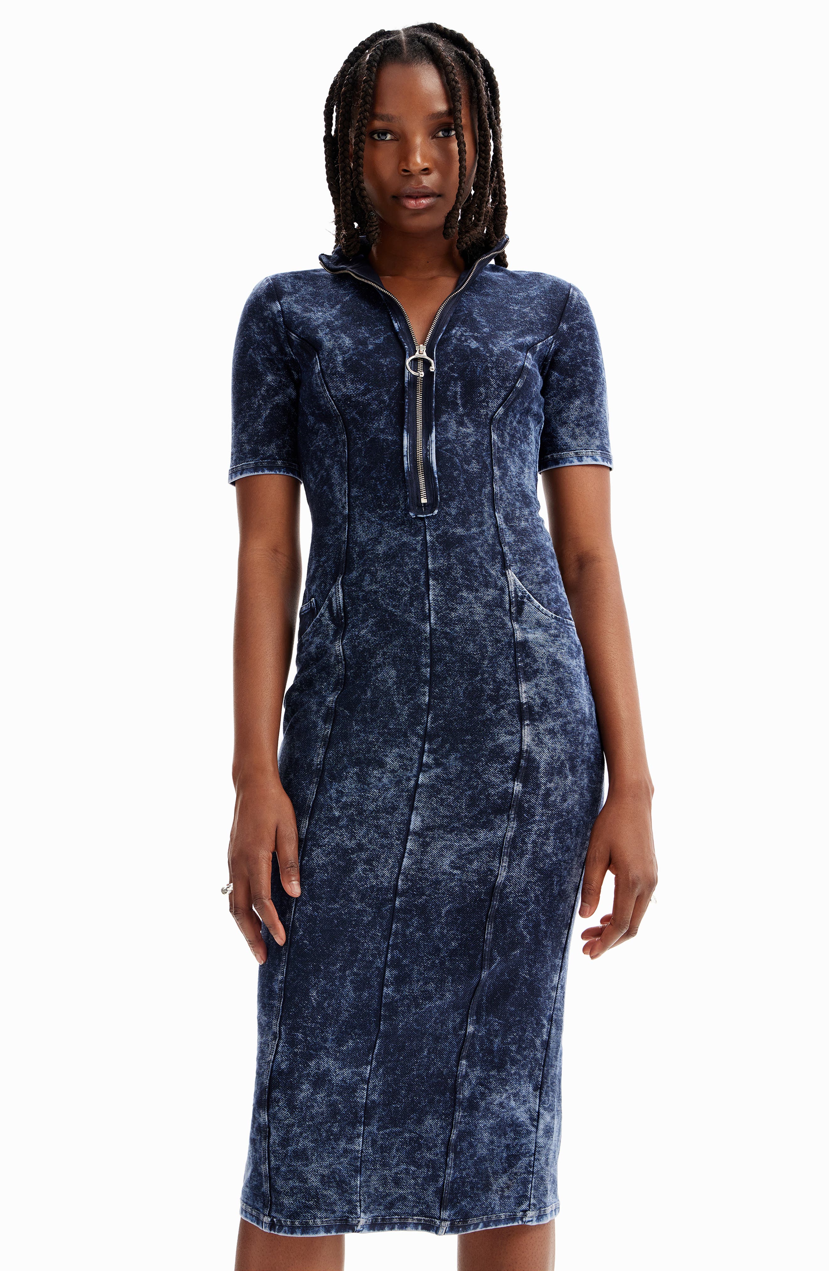 Zip-Up Denim Dress - image 2