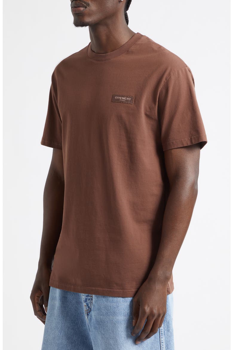 Regular Fit Logo Patch T-Shirt, Alternate, color, DARK HAVANNA