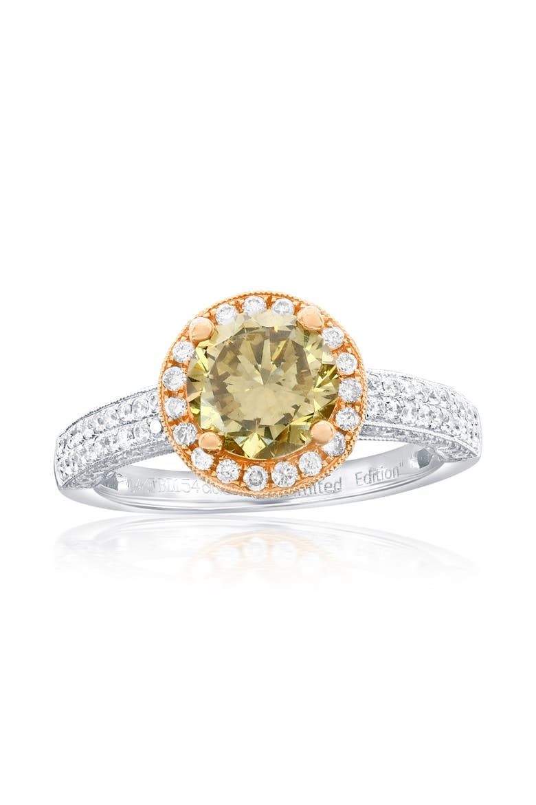 14K White & Rose Gold 1.54ct Brown Diamond & 0.64cttw Diamond Ring, Main, color, Brown