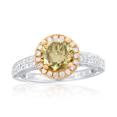 14K White & Rose Gold 1.54ct Brown Diamond & 0.64cttw Diamond Ring