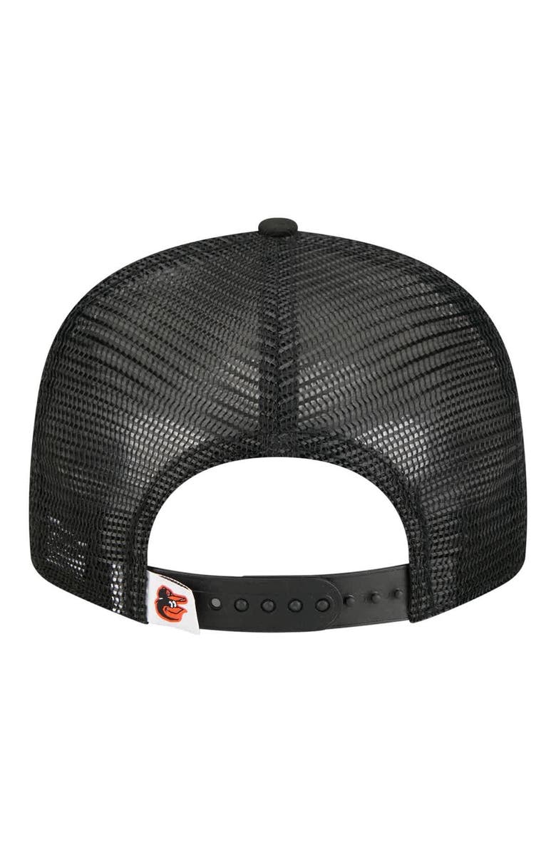 New Era Youth New Era  Black Baltimore Orioles 9FIFTY Trucker Snapback Hat, Alternate, color, Black