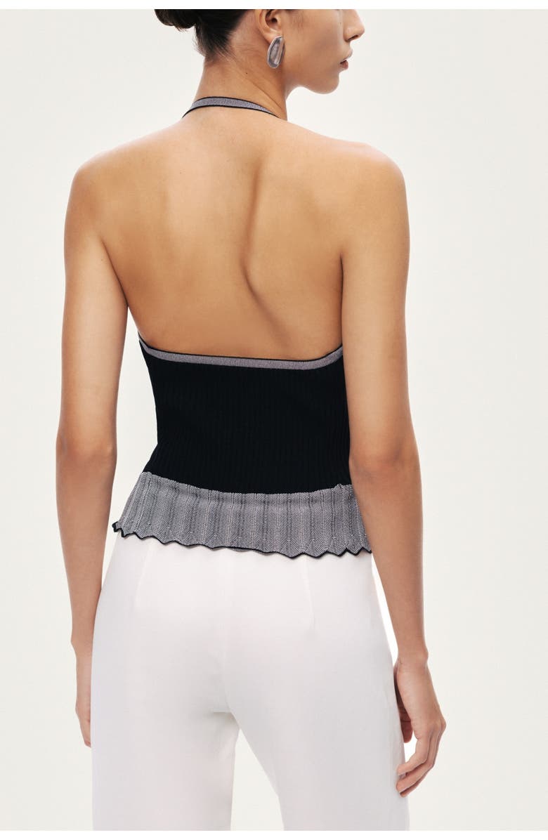Nocturne Halter Ribbed Knit Top, Alternate, color, Black