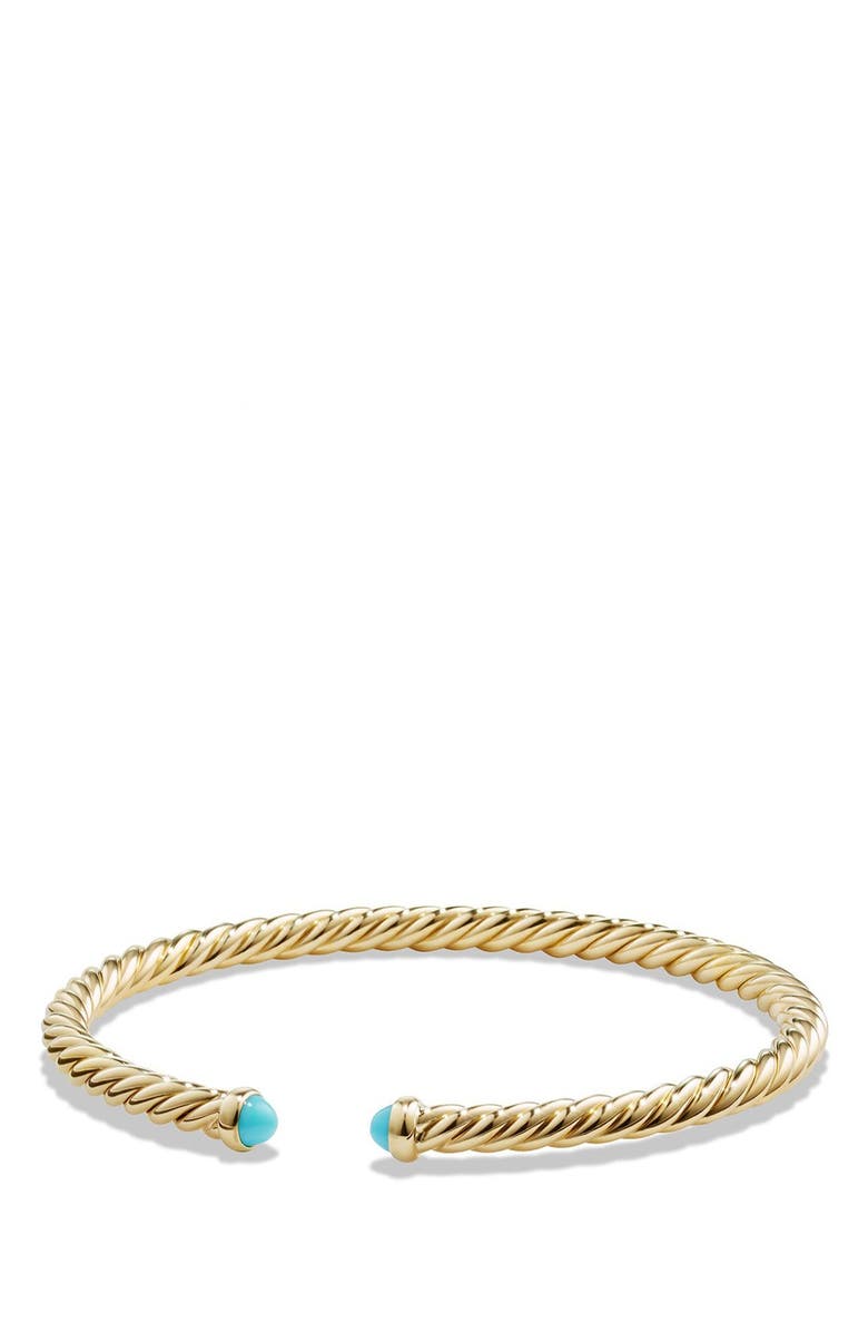 David Yurman Cable Spira Bracelet with Semiprecious Stones in 18K Gold, Main, color, 