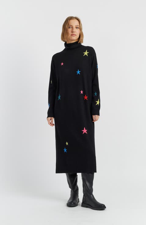 Wool Cashmere Star Rollneck Dress