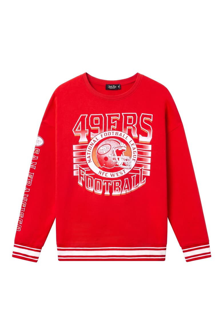San Francisco 49ers Oversize Striped Rib Fleece Crewneck Sweatshirt, Main, color, LICORICE