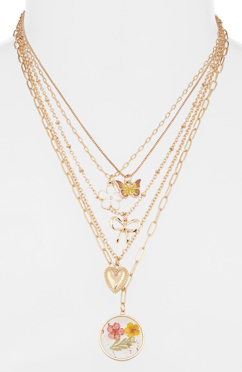 BP. Set of 5 Pendant Necklaces, Alternate, color, Gold Multi