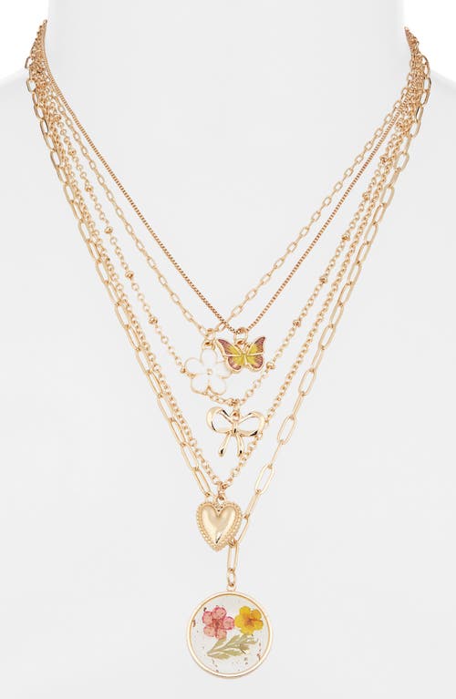 Bp. Set Of 5 Pendant Necklaces In Gold