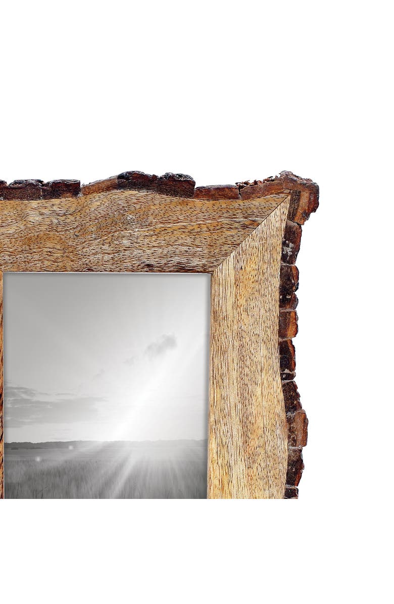 Foreside Home and Garden Rustic Live Edge 4 x 6 inch Decorative Wood Picture Frame, Alternate, color, Brown