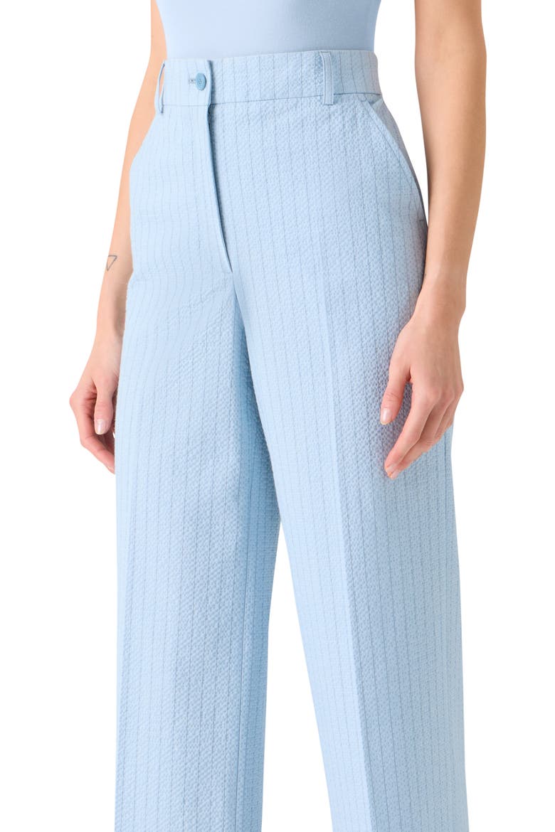 Chiara High Waist Cotton Stretch Seersucker Crop Pants, Alternate, color, SKY-DARK BLUE