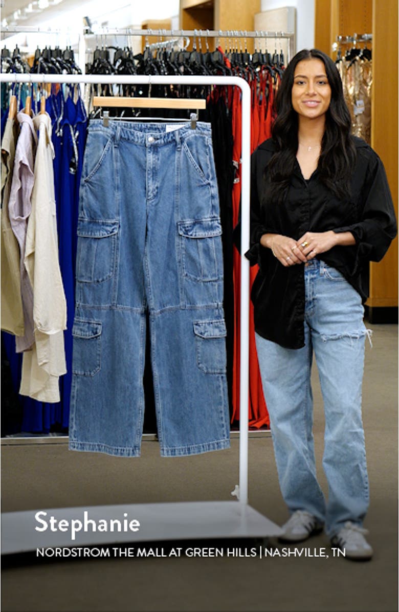 Featherweight Cailyn Wide Leg Cargo Jeans, sales video thumbnail