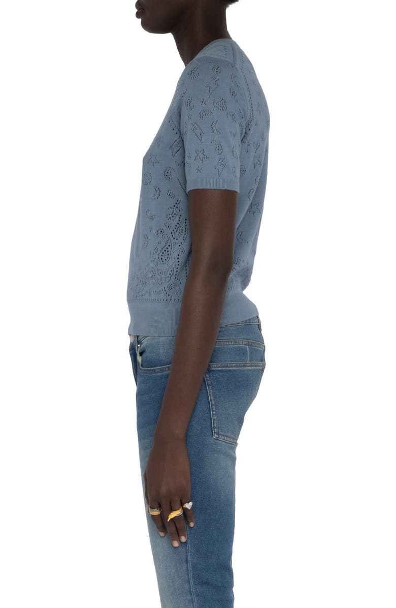 Zadig & Voltaire Dolly Bandana Pointelle Cotton Sweater, Alternate, color, Sixtine