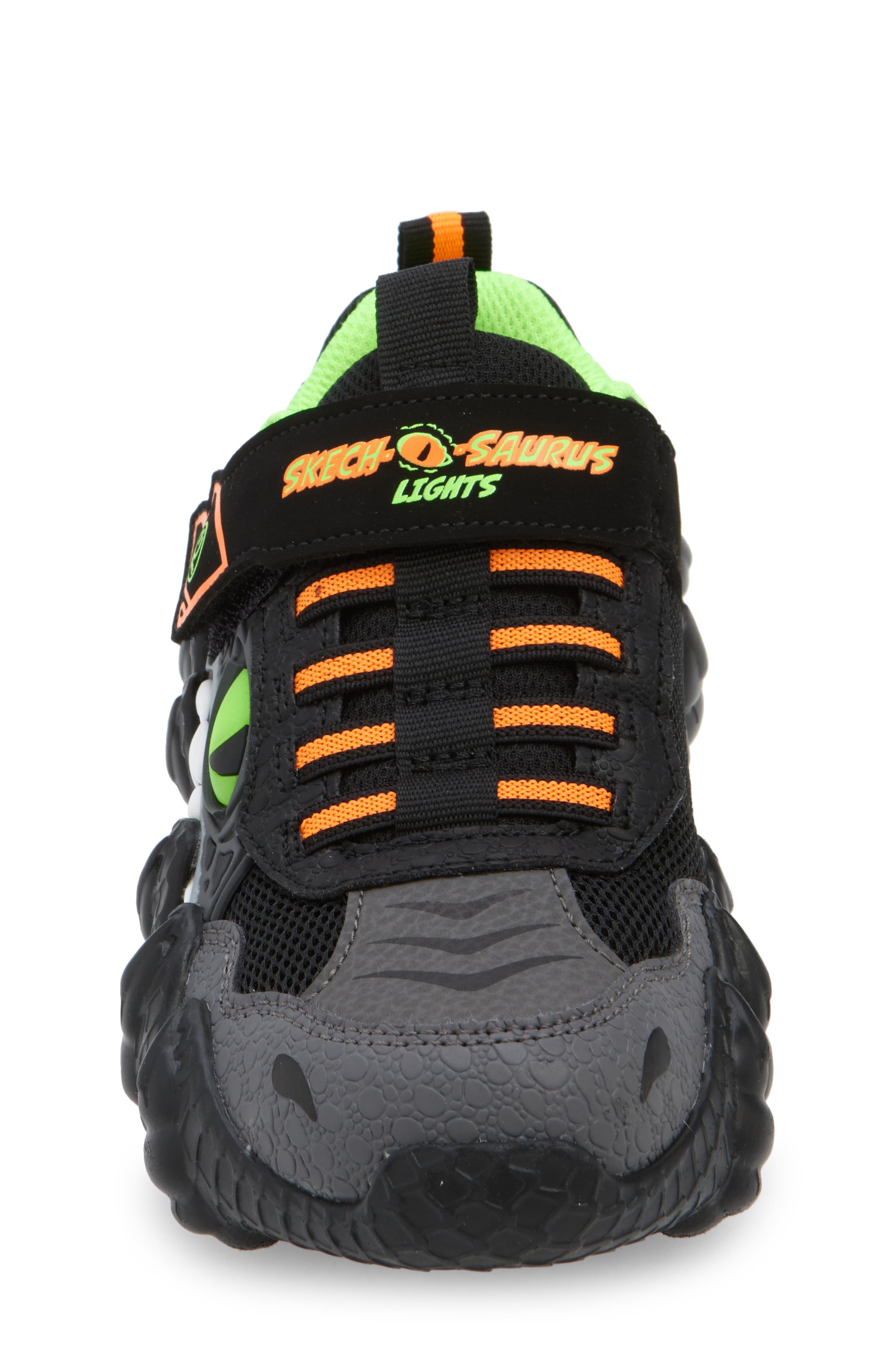 Kids' Skech-O-Saurus Light-Up Sneaker, Alternate, color, BLACK/ LIME