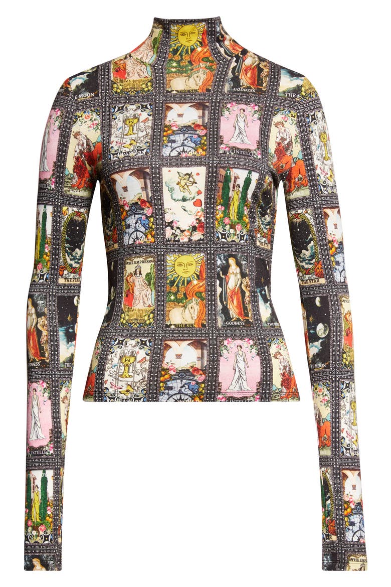 Delaina Enchanted Tarot Mock Neck Jersey Top, Alternate, color, ENCHANTED TAROT
