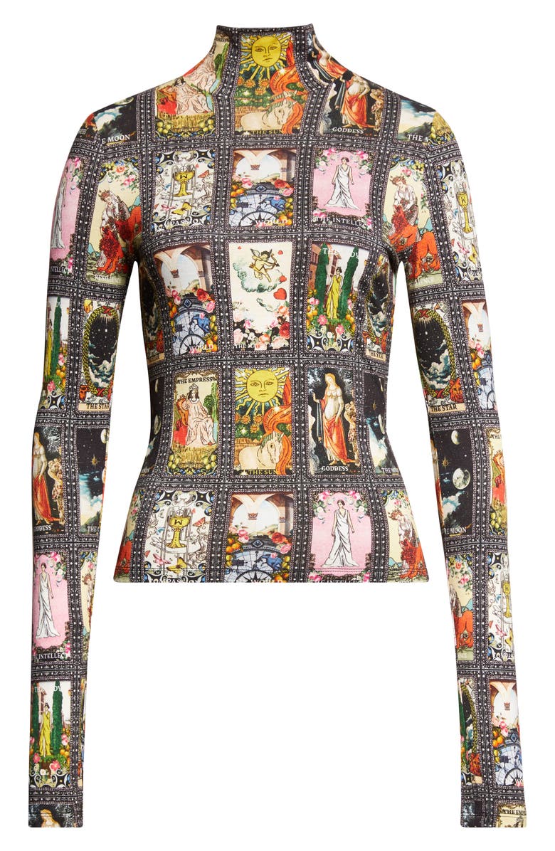Alice + Olivia Delaina Enchanted Tarot Mock Neck Jersey Top, Alternate, color, Enchanted Tarot