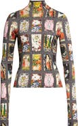 Alice + Olivia Delaina Enchanted Tarot Mock Neck Jersey Top