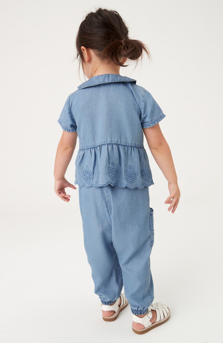 NEXT Kids' Broderie Anglaise Chambray Top & Joggers Set, Alternate, color,