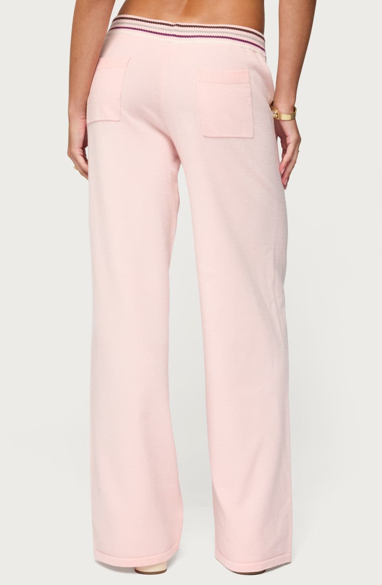 EDIKTED Miya Stripe Wide Leg Knit Pants, Alternate, color, Light-Pink