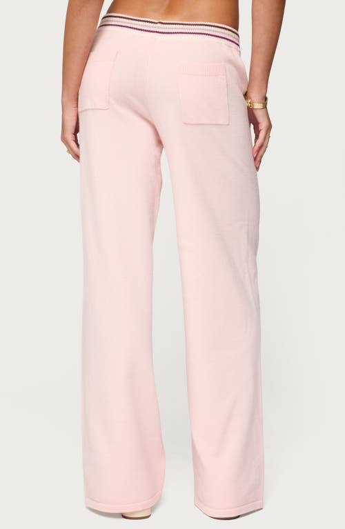 Edikted Miya Stripe Wide Leg Knit Pants In Pink