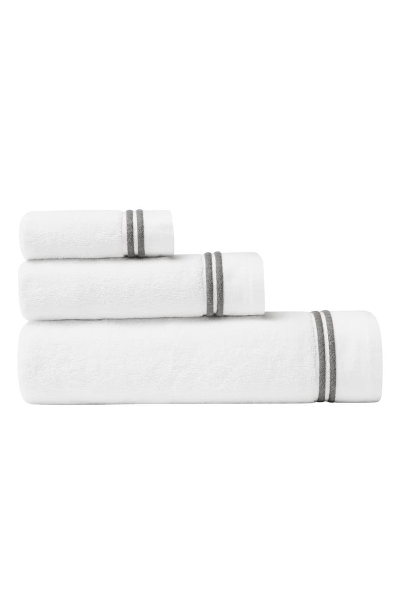 SFERRA Aura Nuova Combed Cotton Bath Towel, Alternate, color, White/ Charcoal